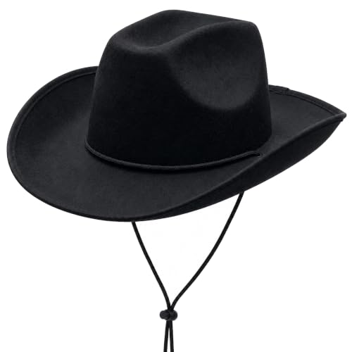 COLLECT PRESENT Western Felt Cowboy Hat for Men, Women, and Teens | Studded Costume Hat (Black)