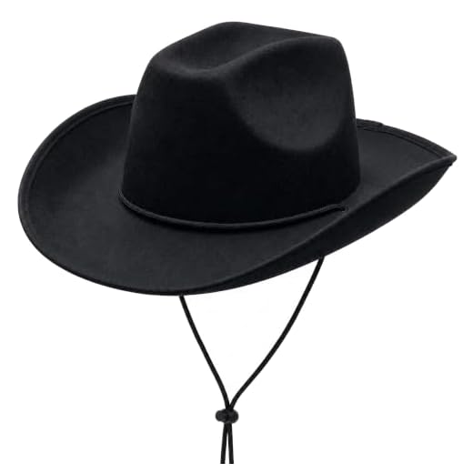 COLLECT PRESENT Western Felt Cowboy Hat for Men, Women, and Teens | Studded Costume Hat (Black)