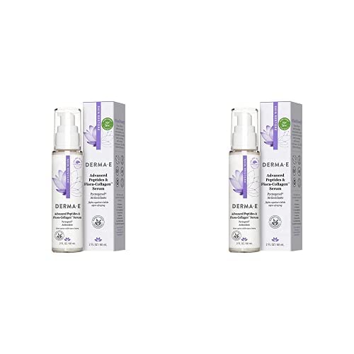DERMA E Advanced Peptides & Collagen Serum, Double-action infused facial serum works day/overnight -Firming anti-wrinkle skin & eye firming. Smooths the look of wrinkles and deep lines (Pack of 2)