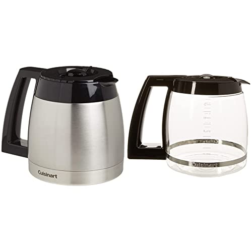 Cuisinart DCG-600RC 10-Cup Replacement Thermal Carafe with Lid, Compatible with Cuisinart Coffeemakers, Stainless Steel & DCC-1200PRC 12-Cup Replacement Glass Carafe