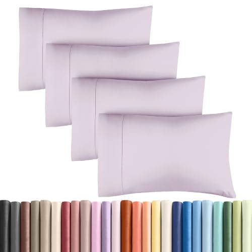 Queen Pillow Cases - 4 Pack Pillowcase Covers - 20" x 30" (Light Lavender)