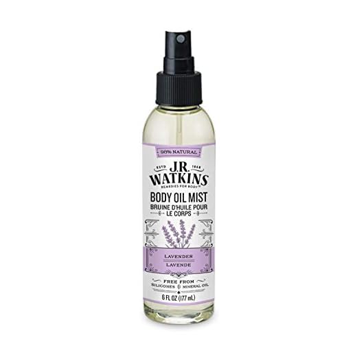 J.R. Watkins Natural Hydrating Body Oil Mist, Moisturizing Body Oil Spray for Glowing Skin, and Cruelty-Free, Lavender, 6 fl oz, Single