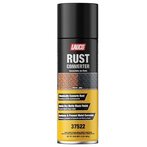 LAUCO Rust Converter Spray 13oz Pack of 1, Fast Dry Rust Remover & Converter, Converts Rust to Protective Black Coating, Anti-Corrosion Metal Treatment for Automotive, Tools & Steel Surfaces (1) 37522