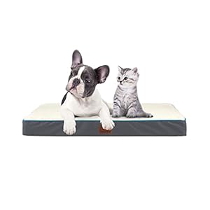 SunStyle Home Orthopedic Foam Dog Bed for Medium & Large Dogs Up to 75lbs with Waterproof Removable Cover, Mattress Pet Mat Bed for Dogs & Cats – Orthopedic Egg Crate Foam Platform, Grey
