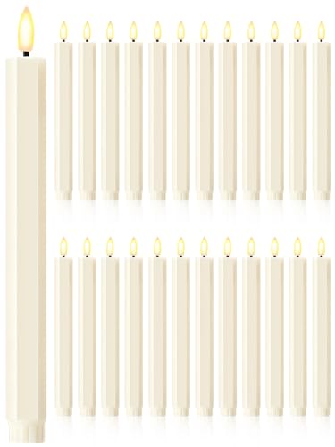 Image of Treela Battery Operated LED Taper Candles,Hexagon,11 Inch,Ivory