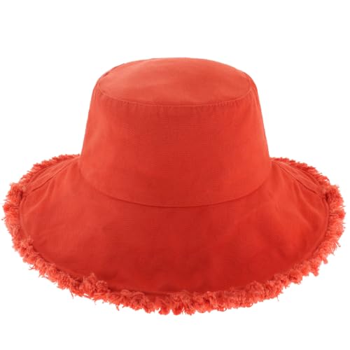 Image of CHOK.LIDS Frayed Bucket Hats for Women Men Unisex Trendy Washed Cotton Floppy Wide Brim Boonie Outdoor Summer Beach Headwear