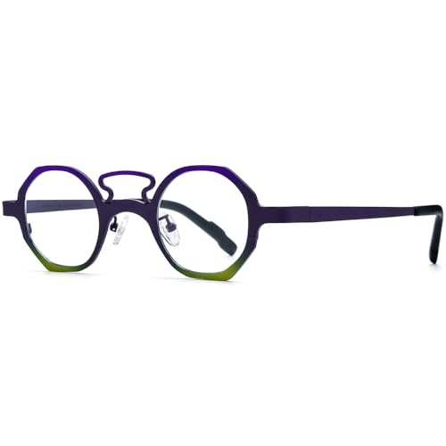 Image of FONEX Colorful Pure Titanium Glasses Frame Women Retro Round Eyeglasses