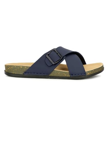 Image of Men Cross Strap Buckle Slippers | Casual Sandals for Men | Comfortable Footwear | Stylish Slip-On Sandals | Anti-Slip Rubber Sole