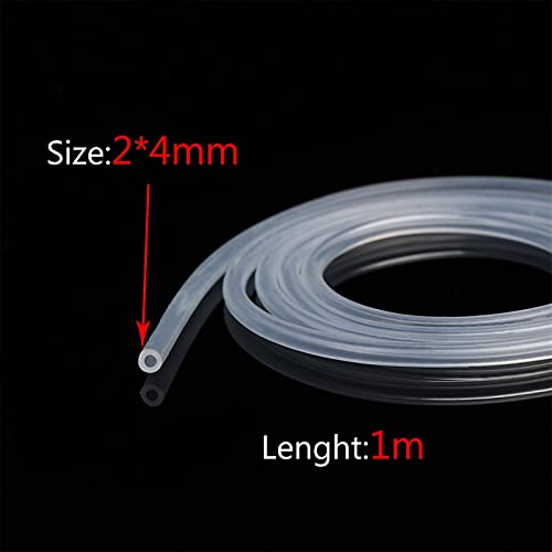 Bclla Zkenshan-Pure Silicone Tubing 1M Food Grade Clear Transparent Silicone Rubber Hose 4 5 6 7 8 9 10 11 12 14 16 Mm Out Diameter Flexible Silicone Tube, Good Wall Thickness (Color : 2x4 mm)