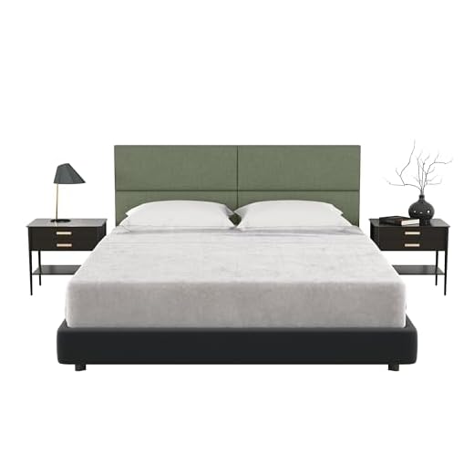 Jaxx Panelist Modern Padded Headboard – Set of 4 Wall Mounted Panels - Queen, Cypress Green Microvelvet
