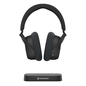 Sennheiser RS 255 TV-Kopfhörer – Bluetooth-Kopfhörer und Sender im Set – Kabellose Kopfhörer mit geringer Latenz, virtuellem Surround-Sound, Sprachverständlichkeitsmodus und Auracast – 50 Std. Akku