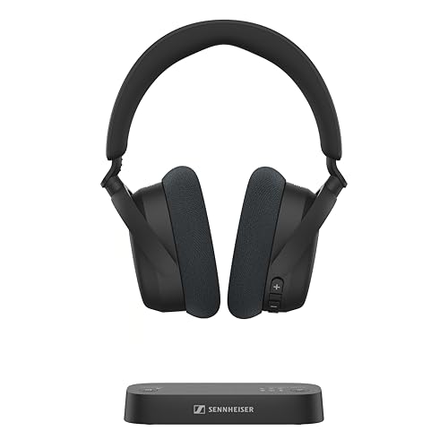 Sennheiser RS 255 TV Headphones - Bluetooth Headphones and Transmitter Bundle - Low Latency Wireless Headphones with Virtual Surround Sound, Speech Clarity and Auracast Technology - 50 h Battery