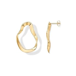 PAVOI 14K Gold Plated Sterling Silver Posts Wavy Statement Drop Earrings | Lightweight Twisted Infinity Hoop Stud Earrings