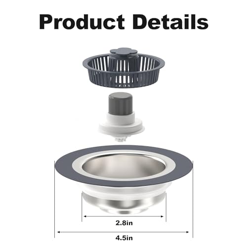 Colador y tapón para fregadero de cocina 3 en 1 miniatura 6