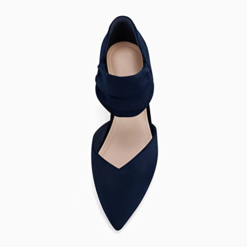 Image of Coutgo Womens Low Kitten Heel Dress Shoes Pointed Toe Slip on Ankle Strap Cutout Elegant Party Wedding Pumps