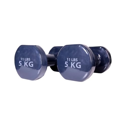 Image of Vinyl Dumbbells Set of 2 for Men & Women | Anti-Slip Fixed Weight Exercise Dumbbells for Home Workout, Gym, Fitness, Strength Training, Yoga & Aerobics (5KG PACK OF 2)(TOTAL 10KG)