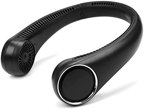 Venforze Portable Rechargeable Neck Fan, 4000mAh Face Head Neck Fan without Wind Blade Lazy Wearable Fan, Quiet 3 Speed 6 Hours Working Time, Suitable for Office Outdoor Travel Sports (Black)