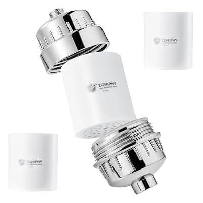 20-Stage Shower Head Filter Replacement Cartridge – Universal Shower Water Filter for Hard Water, Reduces Chlorine & Impurities for Softer Skin & Healthier Hair – High Output, Long-Lasting (Two Pack)