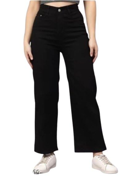 Classic Straight Fit Jeans for Women and Girls Comfortable Button Closure Daily Use-image-0