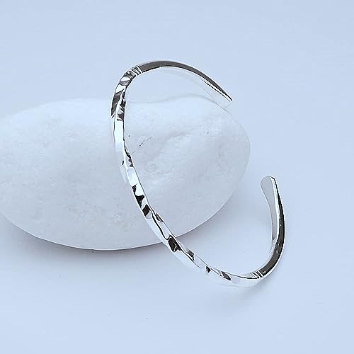Women's Silver Bangle Bracelet | Classic Twisted Hammered 925 Sterling Silver Bracelet for Women2