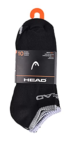 Head Mens Ankle Athletic Sport Socks 10-Pack (Solid Black)3