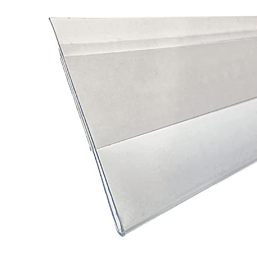Shelf Label Strips, 100 Pack 2” Self Adhesive Shelf Label Holder Price Tag Strips for Metal Wood or Plastic Gondola Shelf, Clear Plastic PVC Front &