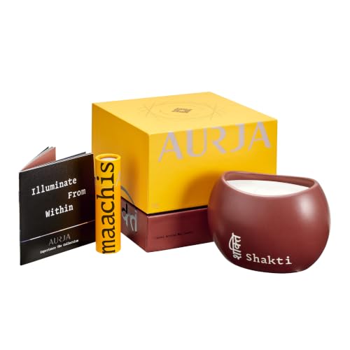 Shakti Luxury Scented Candle, Saffron Tobacco Patchouli, Soy Wax, 10.58 oz | Natural Blend Of Soy, Coconut & Beeswax. 60+ Hour Burn Time. Warm, Earthy Aroma. Diwali Gift For Women, Men & Home Decor.