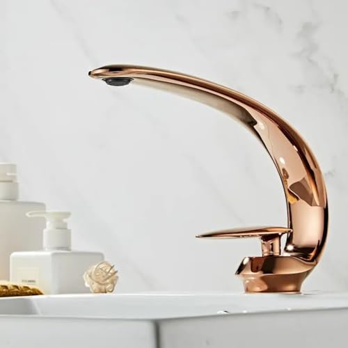 Grifo de cuencas de baño de diseño exclusivo acabado oro rosa satinado LWX