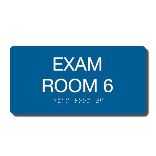 8" x 4" ADA Compliant Exam Room Sign - Tactile Grade 2 Braille - Wall or Door Sign (Exam Room 6)