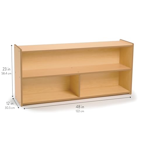 Image of Angeles Value Line Toddler 2-Shelf Storage, 48 inchL x 23 inchH, Kids Storage Organizer, Kids Bookshelf for Classroom, Playroom, Nursery, Montessori School, Natural