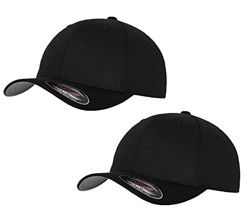 2er Flexfit Unisex Wooly Combed Cap Baseball Caps graue Unterseite S M L XL XXL Basecap Mütze Youth 2X Schwarz + 1x HL-Kauf Notizblock