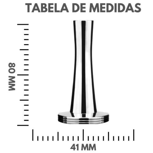 Tamper Compactador para café espresso 41mm Inox, Socador pó de café para Cafeteira Espresso Inox, Ta