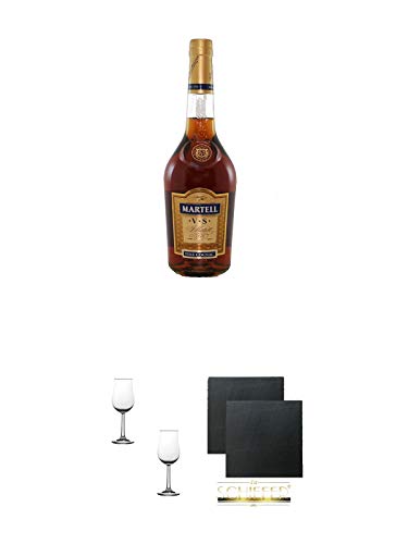 Martell VS Fine de Cognac Frankreich 0,7 Liter + Nosing Gläser Kelchglas Bugatti mit Eichstrich 2cl...