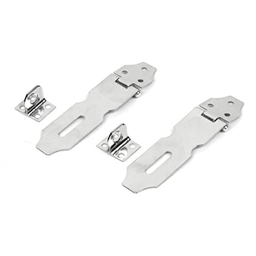 Image of uxcell 2 Set Cupboard Safety Padlock Door Latch Metal Hasp Staple 3.86 inch