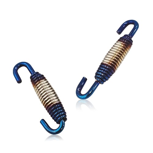JYIS 2PCS Motorcycle Exhaust Springs, 40-60mm Extended Range Stainless Steel Spring Hooks, Exhaust Pipe Reinforced Spring Hooks Universal for Motorcycles Scooters ATVs (Half Blue)