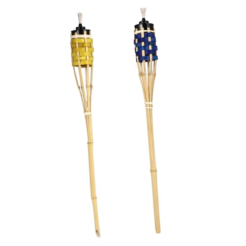 Torche en bambou lumière extérieure festival lampe à huile Healvian 2pcs 60