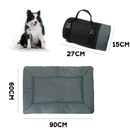 Lit pour Chien Imperméable Pliable Panier Chien Moyenne Taille Imperméable Coussin Chien de Tissu Oxford Tapis Lavable pour Chien Canapés Extérieur, 90x60 cm, Gris – Image 5