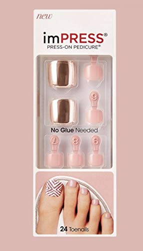 Kiss imPress Press-On Gel Light Pink Pedicure Nails BIPT015 Stiletto (For Toes)
