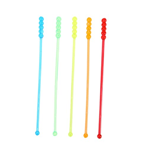 DECHOUS 50Pcs Acrylic Colorful Translucent Swizzle Sticks Reusable Beverage Stirrer for Cocktails Juice Coffee Bar Restaurant and Parties