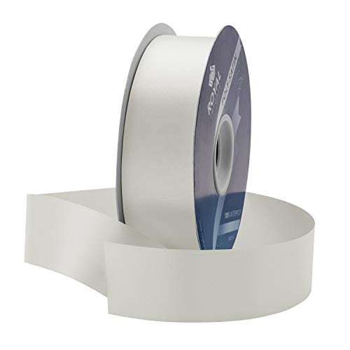 Royal Imports White Satin Ribbon 1.5 Inch (#9) 100 Yards Waterproof Double-Faced Poly Ribbon for Flower Bouquets Crafts & Gift Wrapping Made in Italy