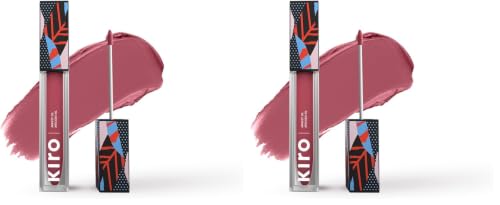 Image of Kiro Airy Matte Liquid Lipstick, Vintage Lotus (Fresh Pink), 5 ml, Transferproof, Liquid Lip Colour, Long Lasting, Vegan, No Parabens, Avocado Oil, Non Toxic Lipstick for Intense Colour (Pack of 2)