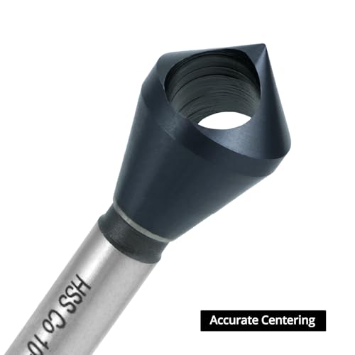 Image of QWORK 4PCS Cobalt Single-End Countersink Chamfer Tool Set, M35 High-Speed Steel, 90 Cutting Angle