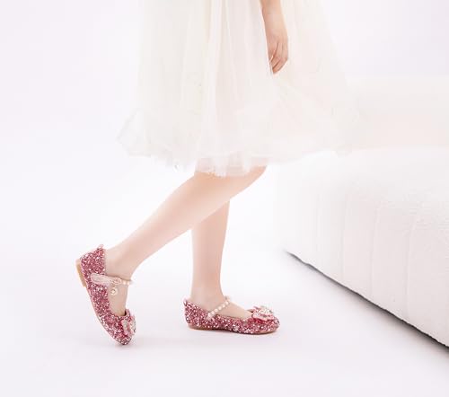 Girls Sparkle Princess Dress Shoes Bow Wedding Party Flower Bridesmaids Mary Jane Ballet Flats for Kid Toddler3
