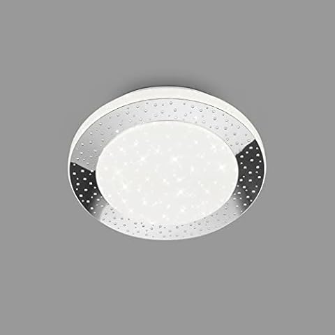 BRILONER Leuchten 3693-018 LED Ceiling Light with Star Decoration, LED Ceiling Light Bathroom IP44, Perforated Decoration, Neutral White Light, Diameter 280 mm, Chrome White Cover