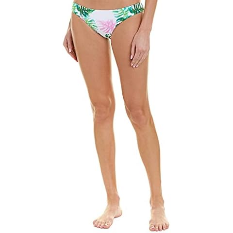 PilyQ Women's Flamingo Basic Ruched Bikini Bottom Full Swimsuit, Multi, Small Cover