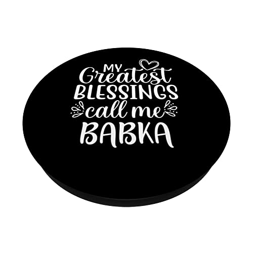 My Greatest Blessings Call Me Babka Poland Polish Grandma PopSockets Swappable PopGrip, Black - Image 2