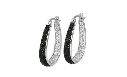 ARGENTO REALE inside out oval crystal Hoop earrings,Crystal Hoop Earrings for women