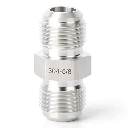 Image of TAISHER 5PCS Forging of 304 Stainless Steel Tube Flare Fittings, 5 /8 inch Male Flare x 5 /8 inch Male Flare, Union