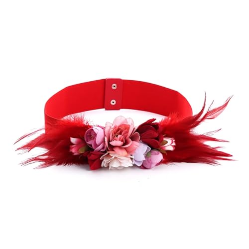 Women's Flower with Wide Belt Elastic Cummerbunds Adjustable Belt Breathable Waist Cincher for decoration2