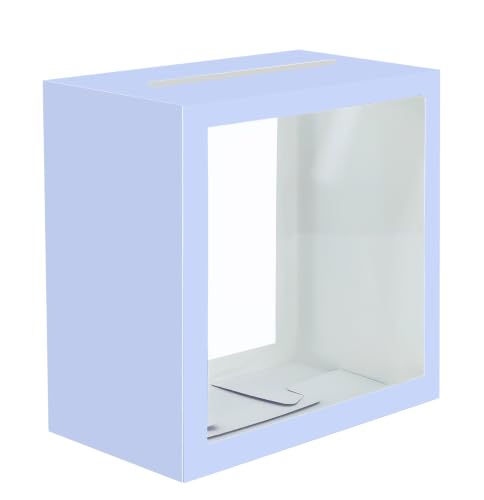 Image of SietDESEO Lavender Card Box for Party with Clear Window Large Gift Card Box Holder for Wedding Reception Birthday Graduation Baby Shower Raffle Ticket Box